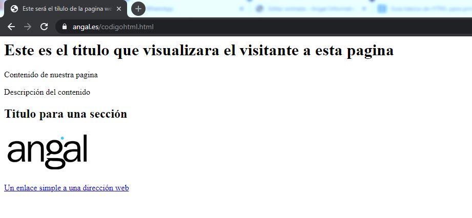 Resultado de código HTML simple