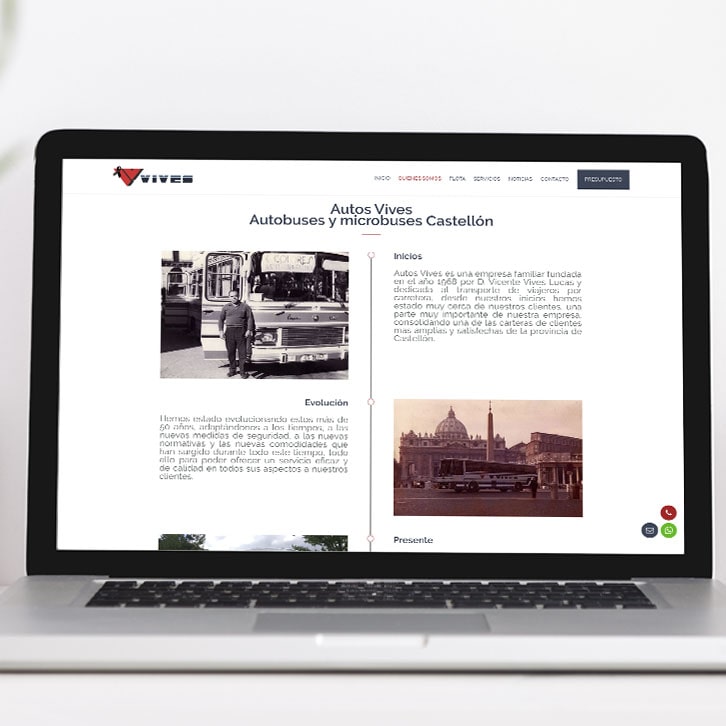 Posicionamiento web página web Autocares Vives